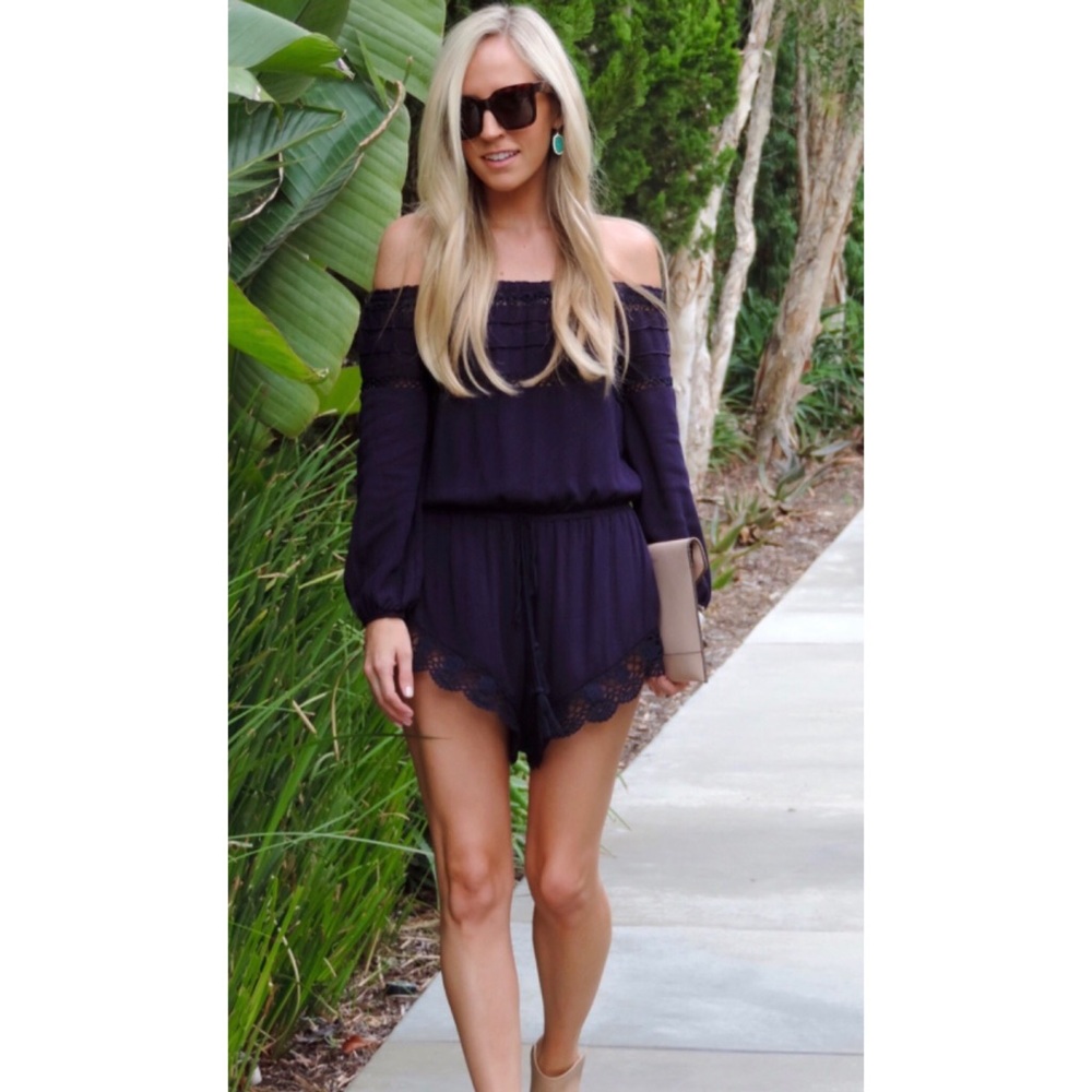 Sun & Shadow Off the Shoulder Romper